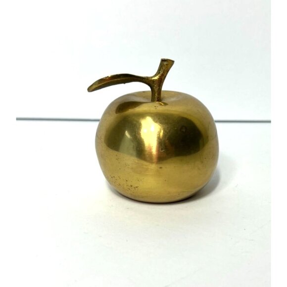 Vintage Solid Brass Apple Bell Teacher’s Desk Paperweight Classroom Decor - Picture 4 of 10